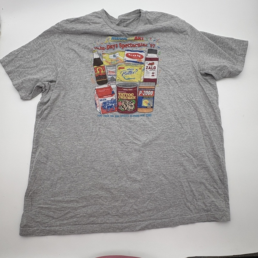 Meow Wolf Shirt Mens 3XL Gray Mega Mart Valu-Days Grocery Graphic Tee‎ Top